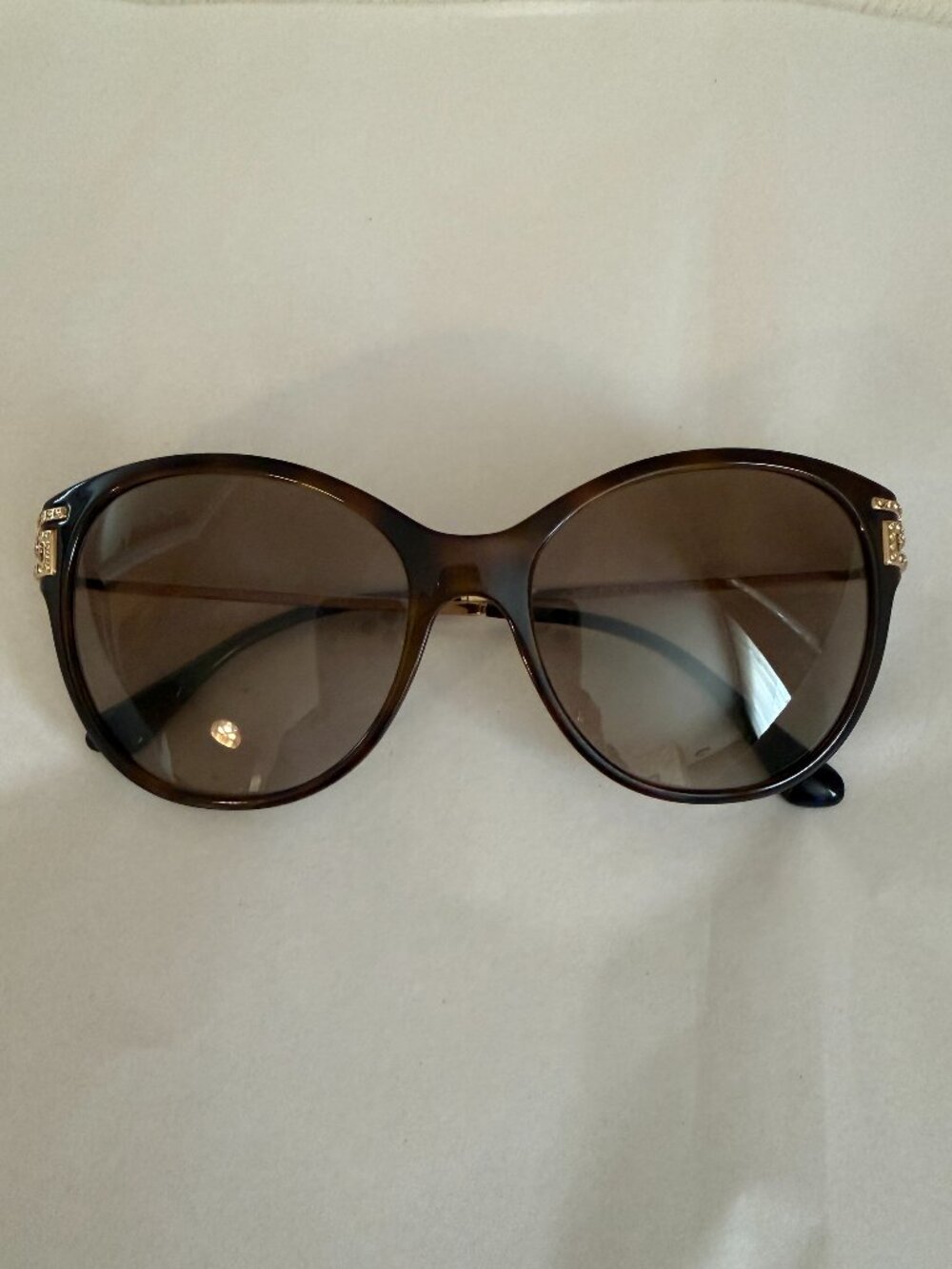 Versace Cat Eye Havana Gold Crystals VE4316-B 5148/13 57-17-140 Sunglasses - Picture 6 of 14